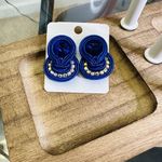 Handmade  Dark Blue Earrings Soutache handcrafted Unique Photo 4