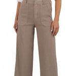 Kut From The Kloth KUT Tan Linen Cotton Topaz Wide Leg Crop Pants, 12 Photo 0