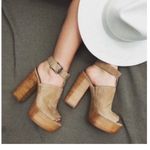 Rebecca Minkoff  Cece Platform Sandals heels in light taupe nude shoes size 8 M Photo 1