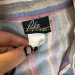 Vintage 90s Striped Button Up Shirt XL Short Sleeve Lightweight Collared Red Photo 5