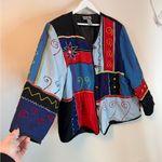 INDIGO MOON Patchwork Embroidered Blazer Jacket Aztec Boho 2X Vintage Red Photo 3