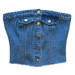 Edikted  Denim Strapless Corset Bustier Top Photo 2