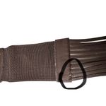 Angie Vintage  Wide Brown Beaded Faux Leather Elastic Stretch Snap Closure Belt Photo 4