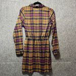 Love Fire Sheer Plaid Shirt Dress Long Sleeve Button Front Casual Size Small Purple Photo 8