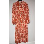 Rustty Dusty Printed Notched Long Sleeve Maxi‎ Dress Size 1XL Orange Photo 8