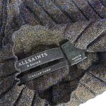 AllSaints Patrice Ribbed Knit Sheer Top Size XS Sparkly Metallic Blue Mock Neck Photo 2