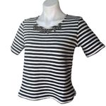J.O.A. NWT, J by Jewel Embellished Striped Short Sleeve Top Photo 3