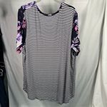 Lane Bryant Floral Stripe Swing Tee Top Size 22/24 New Mixed Print Casual Cute Photo 5