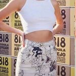 Vintage John Galliano Skirt Denim Pencil Sketches Printed Kendall Jenner Owned Brown Size XS Photo 0