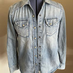 Treasure & Bond  denim pearl snap shirt womens XS 19x28 blue Photo 0