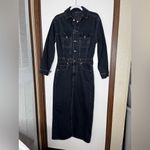 Universal Threads New Universal Thread Denim Jumpsuit Dress Skirt Romper Thick Dark Long Sleeve Photo 2