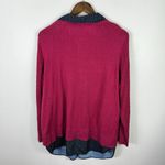 Croft & Barrow  Sweater Shirt 2X Pink Polka Dot Collar Layered Preppy Career Twee Photo 2