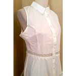 White Button Front Collared Shirt Dress Sheer Lace Waist by Cutie from Modcloth Size 10 Photo 2