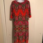 Hot Pink Print Art To Wear Sheath Dress Red Size L Photo 2