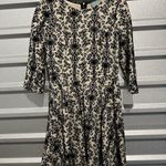 Anthropologie Skies Are Blue Flocked Damask Black & Cream Dress Medium Small Photo 5