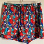 Tucker New Multicolor Parrot Deco Silk Blend Shorts #MBG Red Size M Photo 0