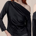 Modern Citizen  Peyton Draped One Shoulder Blouse Black Size Medium Photo 0