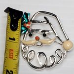 Vtg Santa Claus Enamel Silver Tone Outlined Face 1.5" Brooch Pin Photo 2