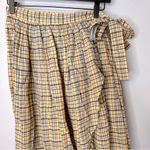 Laurence Bras Plaid Boho Maxi Ruffle Tie Waist Skirt Yellow Photo 3