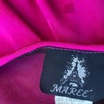 Vintage 80s Mareé Hot Pink Polyester Midi Dress 14 Square Neck Long Sleeve Photo 2