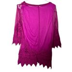 Ultra Pink  Women's Lace Flowy Sleeve Lined Blouse Sz S NWT Photo 6