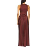 Ceren Ocak Satin Dress in Burgundy Small New Womens Long Maxi Gown Brown Photo 1