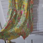 Lilly Pulitzer XS Floral Print Sleeveless V-Neck Romper Yellow Green Pink Lightw Photo 4