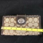 Coach Brown Monogram Silver Twist Lock Bifold Wallet with Contrasting Stitch Photo 8