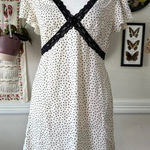 Old Navy Women's Size XS Petite Babydoll Slip On Lace Trim Polka Dot Blouse Photo 0