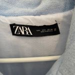 ZARA  Quilted Jacket Womens Sz Large Baby Blue Sky Blue Gold Buttons Quiet Luxury Photo 2