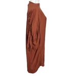 Black Crane Elastic Yoke Midi Dress Size XS Brick Linen Sheath FLAWED Brown Photo 3