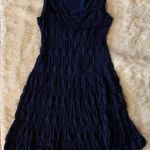 Navy Blue Ribbed Ruffle Dress Size M Photo 0