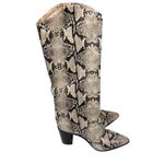 Schutz  Analeah Neutral Snakeskin Leather Knee High Block Heel Boots Size 8.5 Photo 5