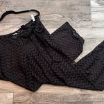 Mud Pie  Women Black Casual see through mesh lace Pants chevron print MEDIUM #83 Photo 0