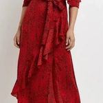 River Island  red ruffled animal print cold shoulder midi dress 10 Photo 0