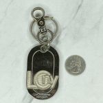 Liz Claiborne  Silver Tone Chunky Logo Bag Charm Keyring Keychain Photo 0