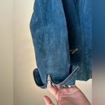 Dennis Basso  Size XS Teal Blue Chic 100% Suede Leather Moto Zip Jacket Coat Photo 2