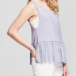Mossimo Womens Tank Sz XS Periwinkle Peplum Sleeveless Tank Rayon Soft Purple Photo 0