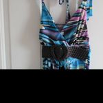 New Sexy Braided Halter Dress W/Heart Belt Size Small Blue Photo 5