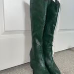 Green Croc Embossed Tall Boots Size 7.5 Photo 1