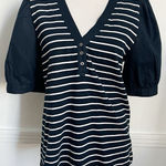 Loft  • NWT Navy White Striped V Neck Sweater Photo 0
