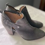 Franco Sarto NEW Dakota Gray Leather Perforated Ankle Zip Up Mob Wives Booties Photo 1