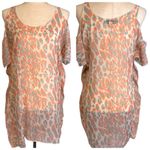 Lovers + Friends  Open/Cold Shoulder Animal Print Tunic‎ Cover Up Small Polyester Photo 1