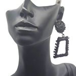 Fashion Frosted Hipster Geometric Dangle Earrings – Black Statement Jewelry NWOT Photo 2