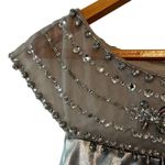 Adrianna Papell  NWT Icy Mint Pleated Satin Gown Size 12 Beaded Neck Formal Dress Photo 8