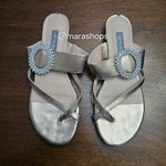 SJP by Sarah Jessica Parker Jinx Crystal Buckle Flat Sandals Gold Size 9 Photo 2