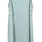 Amy K Su AKS Tencel Pinafore Jumper Maxi Buttoned Pockets Seafoam Green Dress L Size L Photo 0