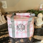 MarleyLilly Personalized Small Cooler Lunch Bag Pink Checked DHT Monogram Photo 3