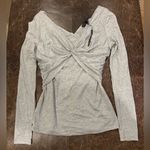 Donna Karan  New York Empire Twist Top in Silver Long Sleeve Photo 0