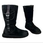 UGG  1895 Retro Cargo Tall Zip Black Suede Leather Warm Lined Boots Sz 7 Photo 1